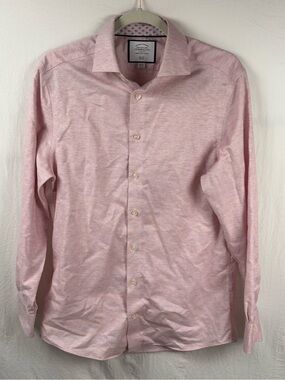 Charles Tyrwhitt S slim fit no iron Heather Lt Pink Long-Sleeve Button-Up Shirt